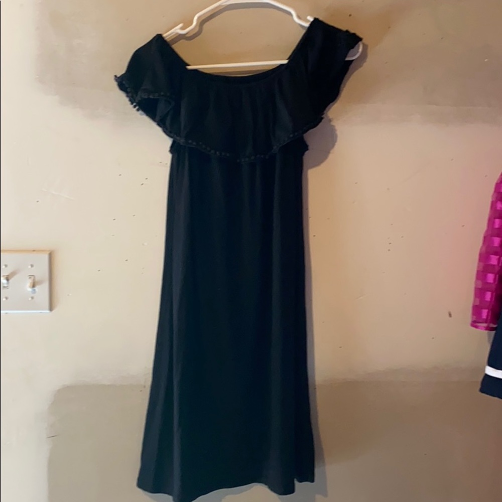 August Silk Black Ruffle Top Medium Dress